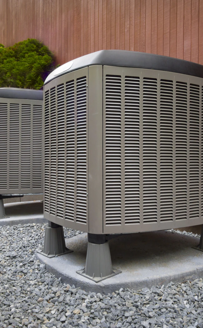 exterior hvac unit in concrete slab